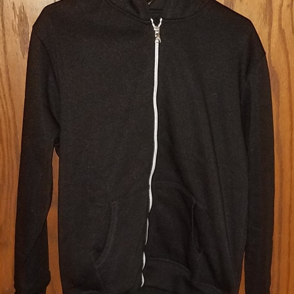 Mens black hooded full zipper sweatshirt